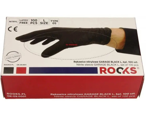 Rooks Disposable Gloves black, Size L, set of 100 pieces