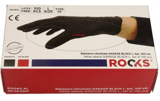 Rooks Disposable Gloves black, Size L, set of 100 pieces