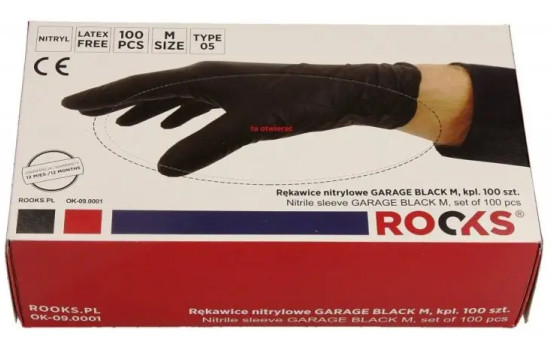 Rooks Disposable gloves black, Size M, set of 100 pieces