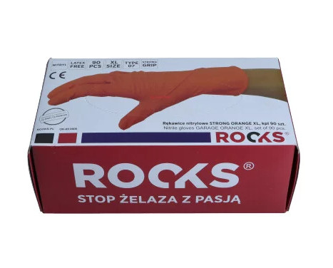 Rooks Disposable Gloves orange, Size XL, set of 90 pieces