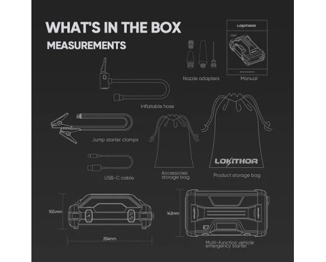 Lokithor JA301 2000A Lithium Jumpstarter with 10bar Compressor, Image 8