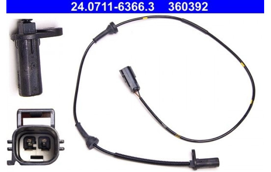 Sensor, wheel speed 24.0711-6366.3 ATE
