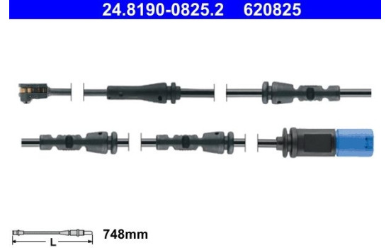 Warning contact, brake lining/pad wear 24.8190-0825.2 ATE