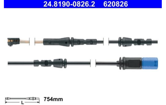 Warning contact, brake lining/pad wear 24.8190-0826.2 ATE