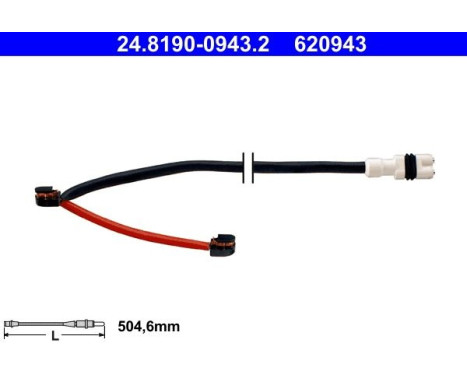 Warning Contact, brake pad wear 24.8190-0943.2 ATE
