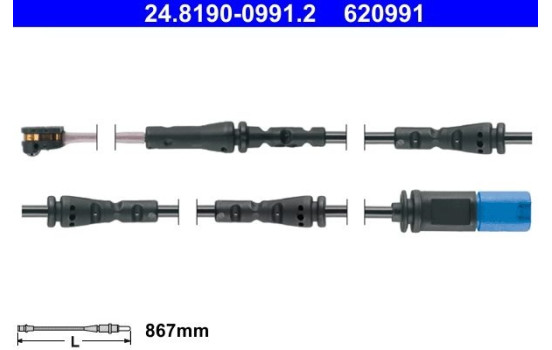 Warning Contact, brake pad wear 24.8190-0991.2 ATE