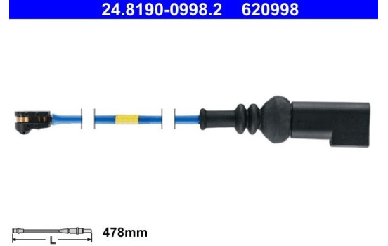 Warning Contact, brake pad wear 24.8190-0998.2 ATE