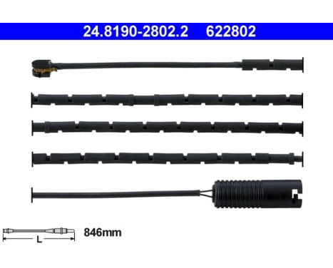 Warning Contact, brake pad wear 24.8190-2802.2 ATE