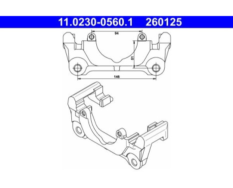 Carrier, brake caliper 11.0230-0560.1 ATE