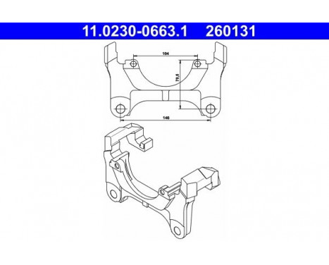 Carrier, brake caliper 11.0230-0663.1 ATE