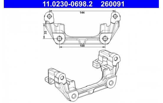 Carrier, brake caliper 11.0230-0698.2 ATE