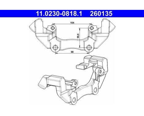 Carrier, brake caliper 11.0230-0818.1 ATE