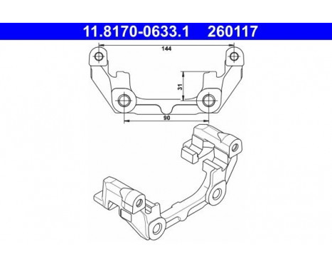 Carrier, brake caliper 11.8170-0633.1 ATE