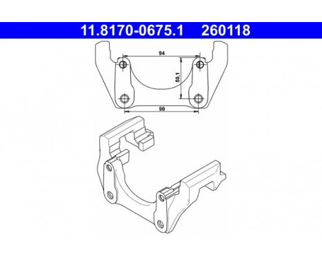 Carrier, brake caliper 11.8170-0675.1 ATE