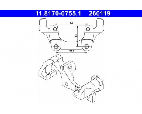 Carrier, brake caliper 11.8170-0755.1 ATE