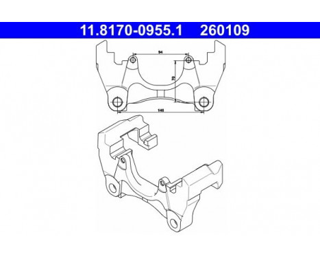 Carrier, brake caliper 11.8170-0955.1 ATE, Image 2