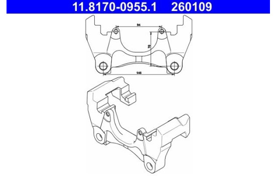 Carrier, brake caliper 11.8170-0955.1 ATE, Image 2