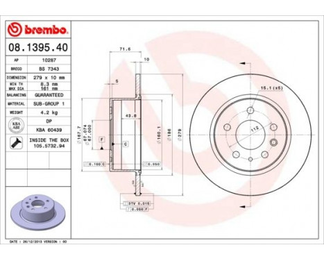 Brake Disc 08.1395.40 Brembo, Image 3