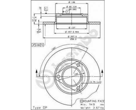 Brake Disc 08.1401.30 Brembo, Image 2
