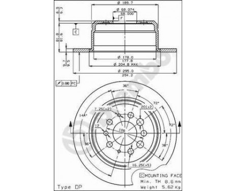 Brake Disc 08.1744.10 Brembo, Image 2