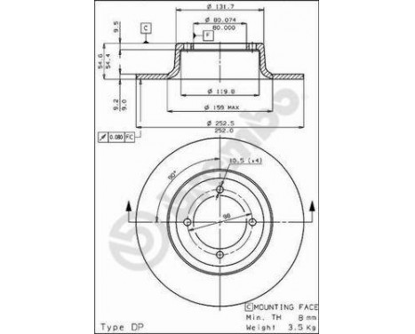 Brake Disc 08.1757.20 Brembo, Image 2