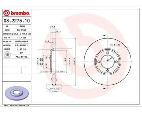 Brake Disc 08.2275.10 Brembo, Image 3