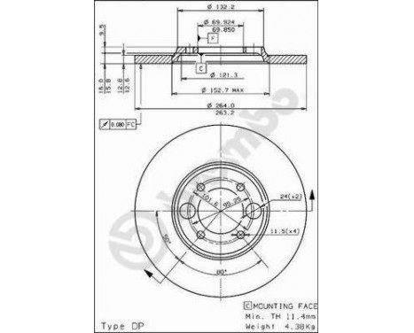 Brake Disc 08.2557.10 Brembo, Image 2