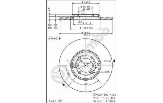 Brake Disc 08.2557.10 Brembo, Image 2