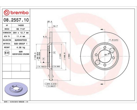 Brake Disc 08.2557.10 Brembo, Image 4