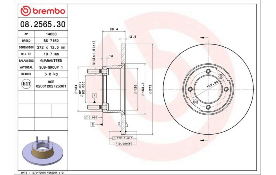 Brake Disc 08.2565.30 Brembo, Image 4