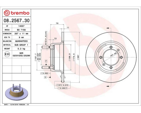 Brake Disc 08.2567.30 Brembo, Image 4