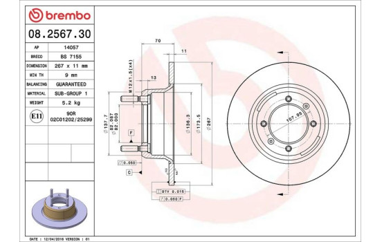 Brake Disc 08.2567.30 Brembo, Image 4