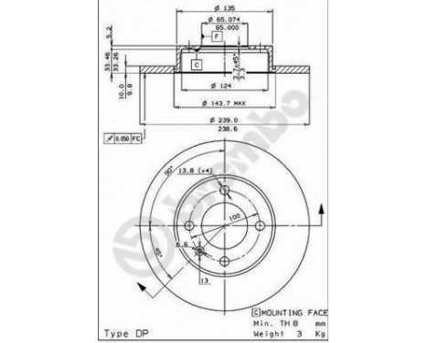 Brake Disc 08.2631.34 Brembo, Image 2