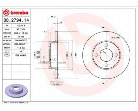 Brake Disc 08.2794.14 Brembo, Image 3