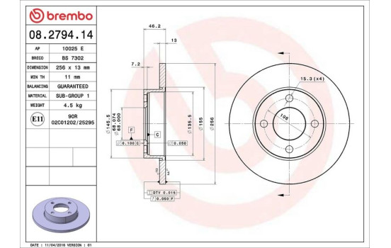 Brake Disc 08.2794.14 Brembo, Image 4