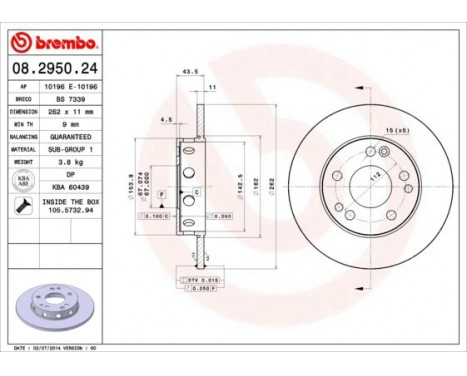 Brake Disc 08.2950.24 Brembo, Image 3