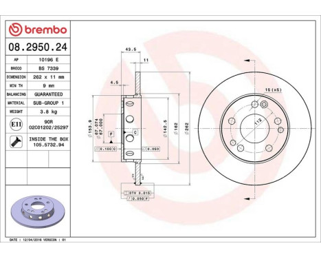 Brake Disc 08.2950.24 Brembo, Image 4