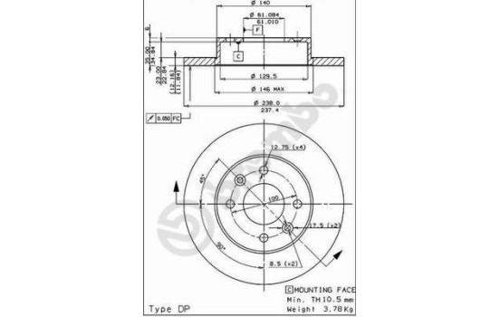 Brake Disc 08.2958.14 Brembo, Image 2