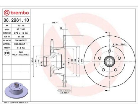 Brake Disc 08.2981.10 Brembo, Image 4