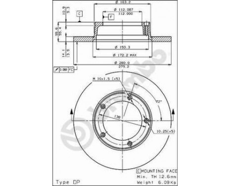 Brake Disc 08.3056.10 Brembo, Image 2