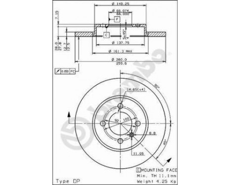 Brake Disc 08.3068.10 Brembo, Image 2