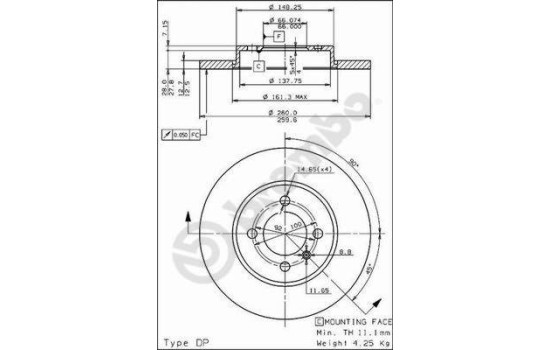 Brake Disc 08.3068.10 Brembo, Image 2