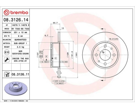 Brake Disc 08.3126.14 Brembo, Image 4