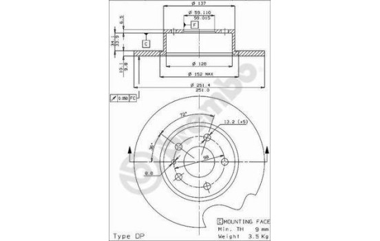 Brake Disc 08.3126.24 Brembo, Image 2