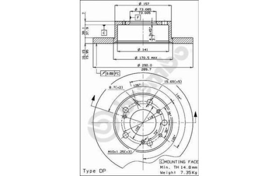 Brake Disc 08.3136.14 Brembo, Image 2