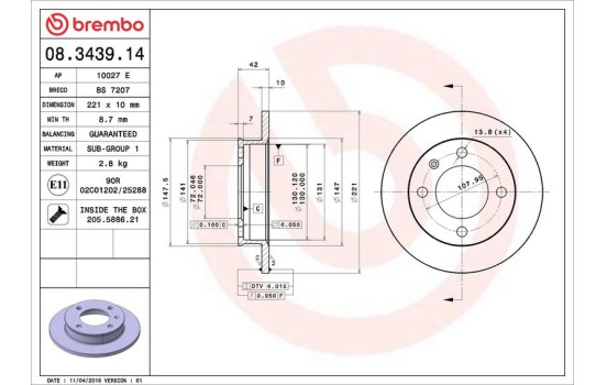 Brake Disc 08.3439.14 Brembo, Image 4