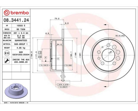 Brake Disc 08.3441.24 Brembo, Image 4