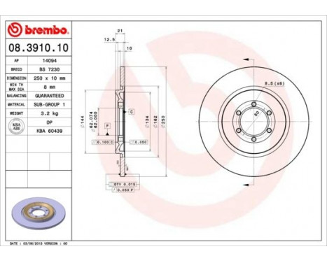 Brake Disc 08.3910.10 Brembo, Image 3