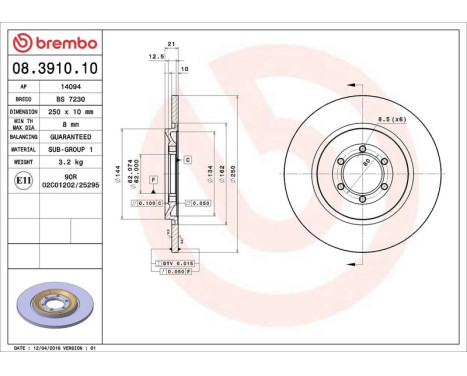 Brake Disc 08.3910.10 Brembo, Image 4