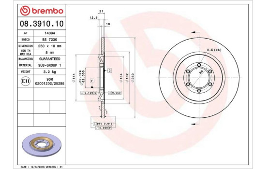 Brake Disc 08.3910.10 Brembo, Image 4